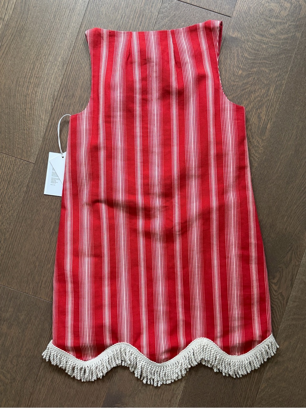 Red Striped Fringe Hem Shift Dress - Picture 12 of 16